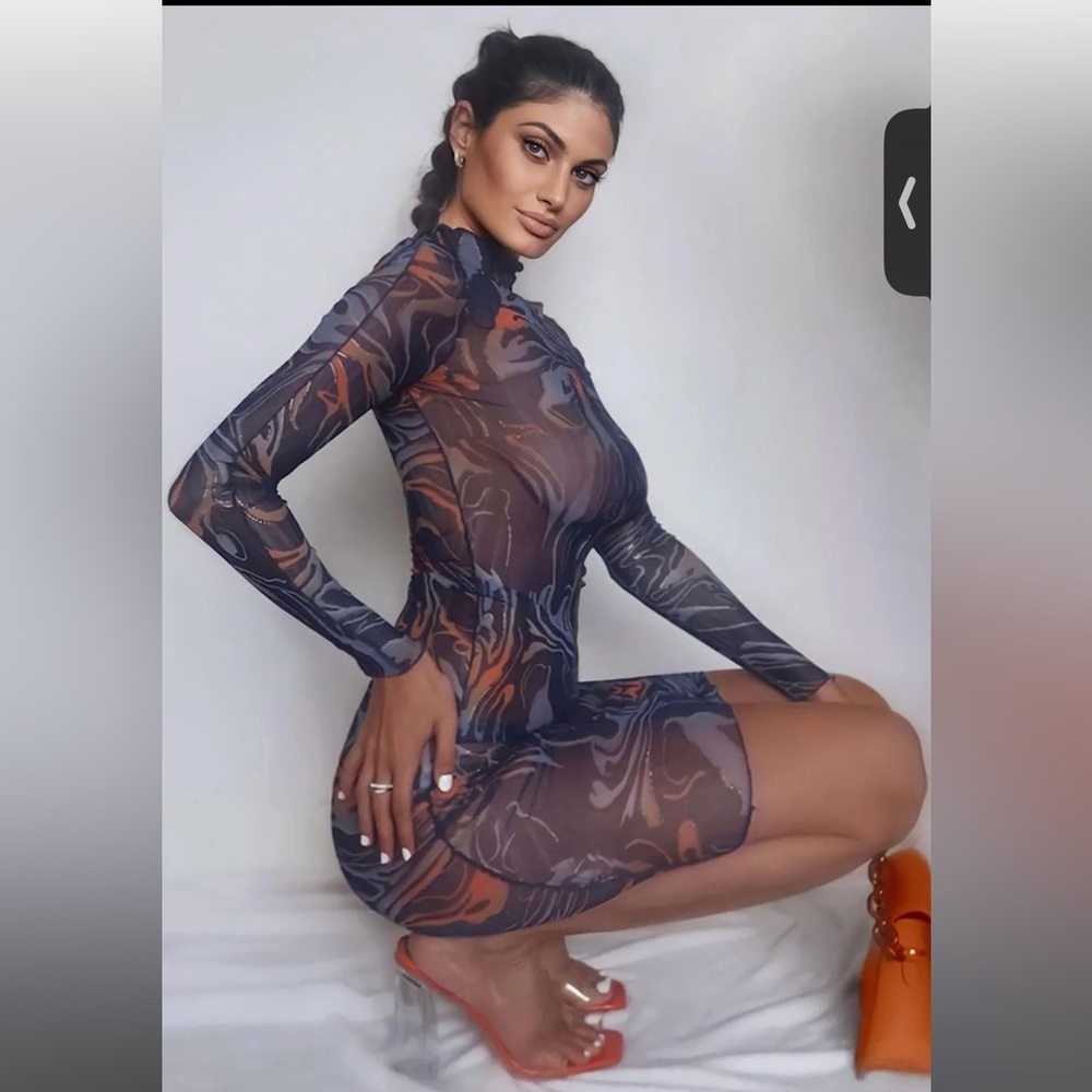Fashion Nova Emery Mesh Maxi Dress Size M NWT